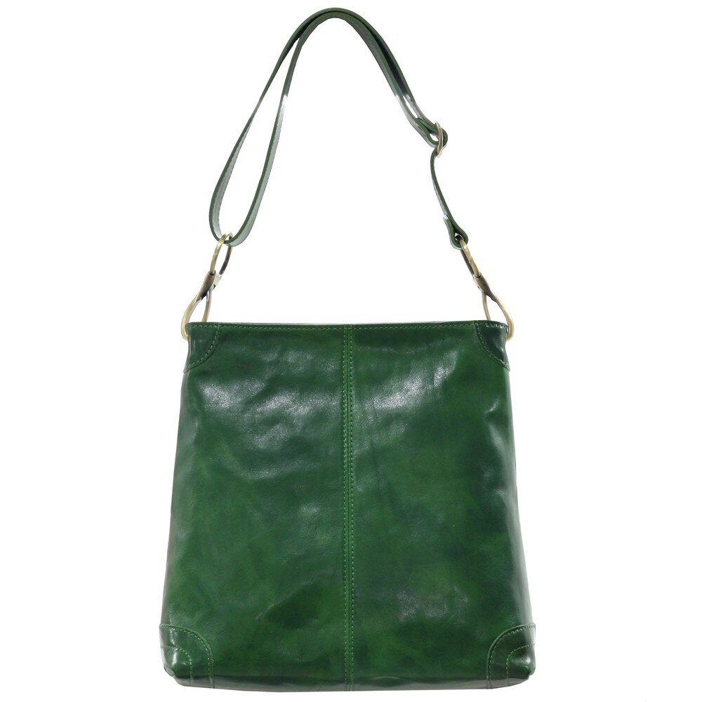 Geanta de dama casual din piele naturala vachetta 5553F verde