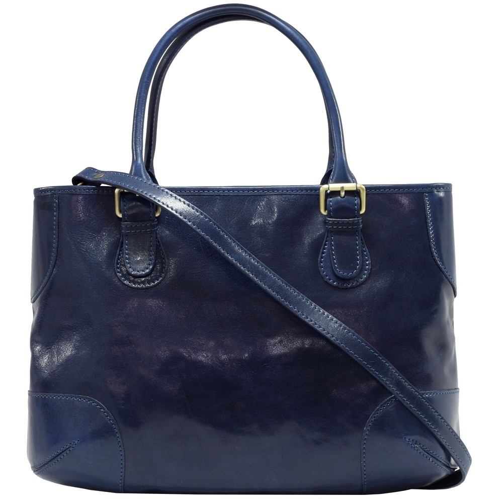 Geanta casual dama piele naturala vachetta 5566G albastra