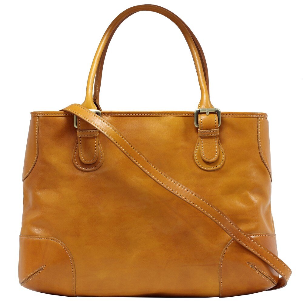 Geanta casual dama piele naturala vachetta 5566F galbena