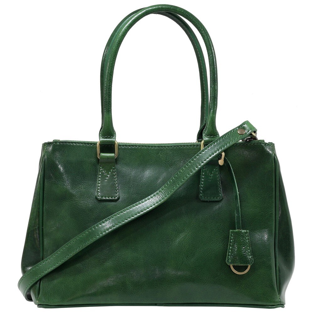 Geanta de dama casual din piele naturala vachetta 5524D verde