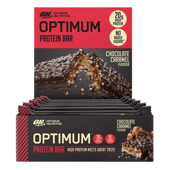 Batoane proteice, Optimum Nutrition, Ciocolata Caramel, 10 buc x 60g Batoane proteice, Optimum Nutrition, Ciocolata Caramel, 10 buc x 60g