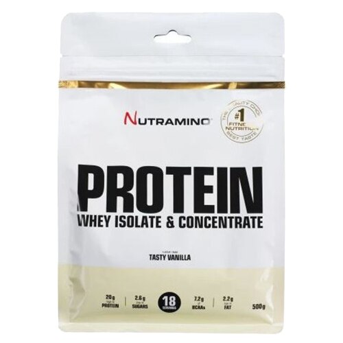 Supliment nutritiv Nutramino Whey Protein isolate & concentrate BCAA inclus, aroma vanilie, 500g