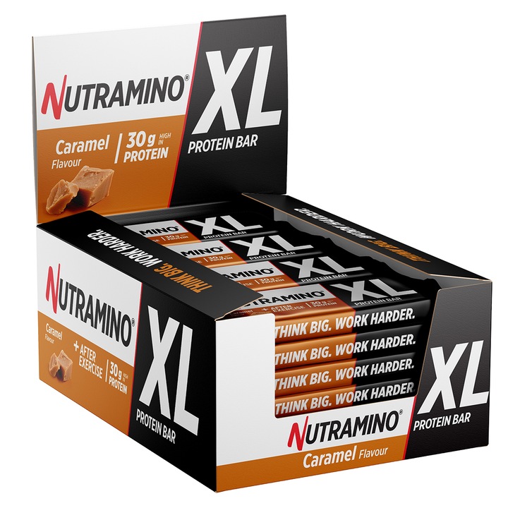 Batoane proteice Nutramino XL, Caramel, 16 buc x 82g