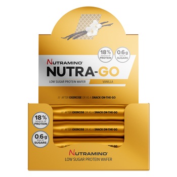 Napolitane proteice Nutramino, Vanilie Ciocolata, 12 buc x 39 gr Napolitane proteice Nutramino, Vanilie Ciocolata, 12 buc x 39 gr