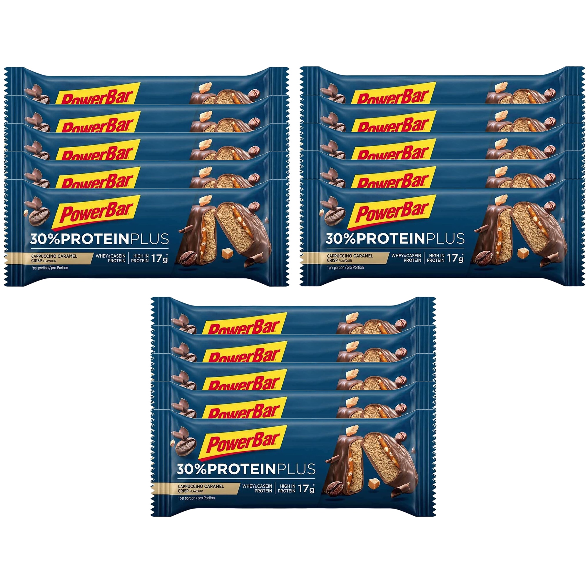 Batoane proteice, Powerbar, ProteinPlus 30%, Cappucino Caramel Crisp, 15 buc x 55g