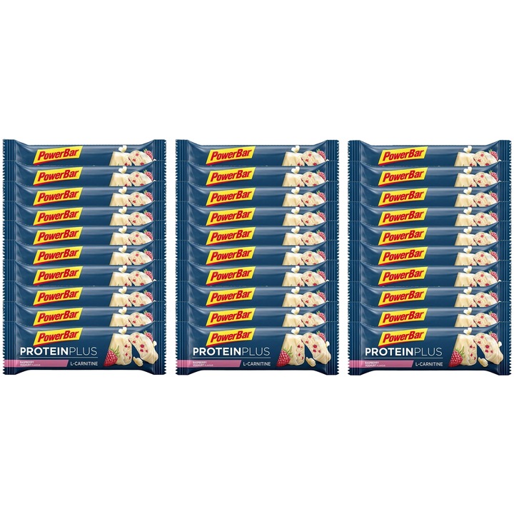Batoane proteice cu L-Carnitina PowerBar ProteinPlus, Zmeura Iaurt, 30 buc x 35g