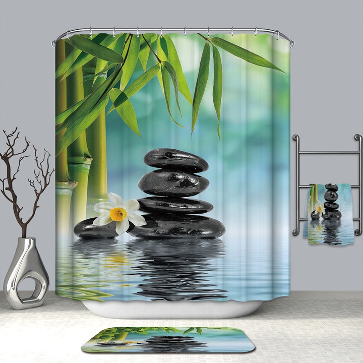 Textil zuhanyfüggöny, Bambusz Feng-Shui 180x200cm