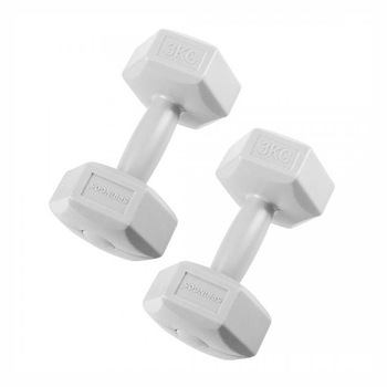 Set 2 Gantere fitness din cauciuc, 2x3 kg, culoare gri Set 2 Gantere fitness din cauciuc, 2x3 kg, culoare gri