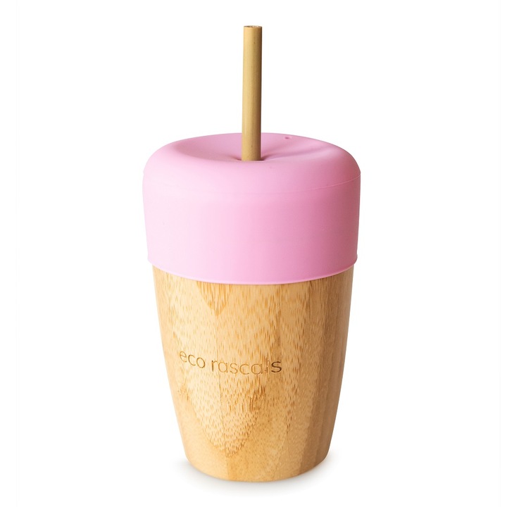 Bambuszüveg gyerekeknek, 240 ml Eco Rascals, Rózsaszín