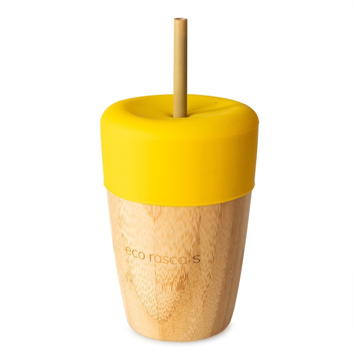 Bambuszüveg gyerekeknek, 240 ml Eco Rascals, Sárga