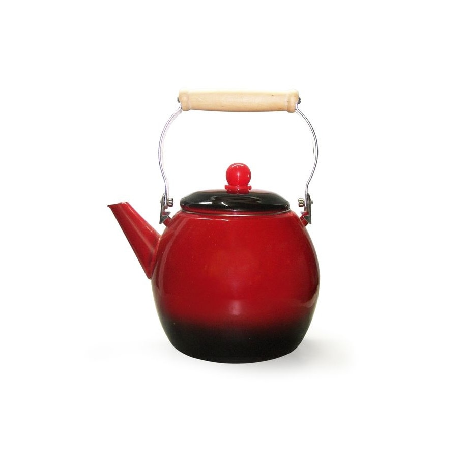 Ceainic din otel inoxidabil emailat, Elekom EK-3904, Maner din lemn, 3 L, Rosu