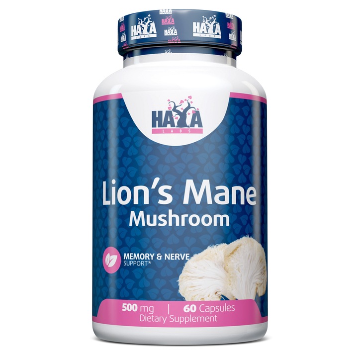 Supliment alimentar Haya Labs Lion's Mane Mushroom 500 Mg 60 capsule