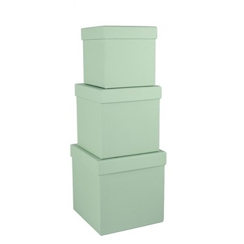 Set 3 cutii patrate, verde menta, 16x16 cm Set 3 cutii patrate, verde menta, 16x16 cm