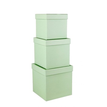 Set 3 cutii patrate, verde buline, 16x16 cm Set 3 cutii patrate, verde buline, 16x16 cm