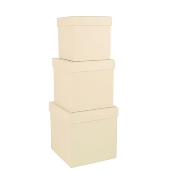Set 3 cutii patrate, crem, 16x16 cm Set 3 cutii patrate, crem, 16x16 cm