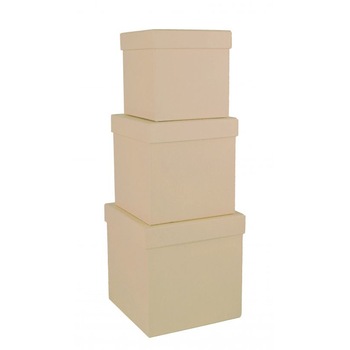 Set 3 cutii patrate, natur, 16x16 cm Set 3 cutii patrate, natur, 16x16 cm
