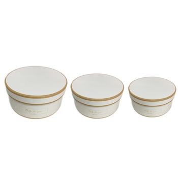 Set 3 cutii rotunde, alb/auriu, 8x20 cm Set 3 cutii rotunde, alb/auriu, 8x20 cm