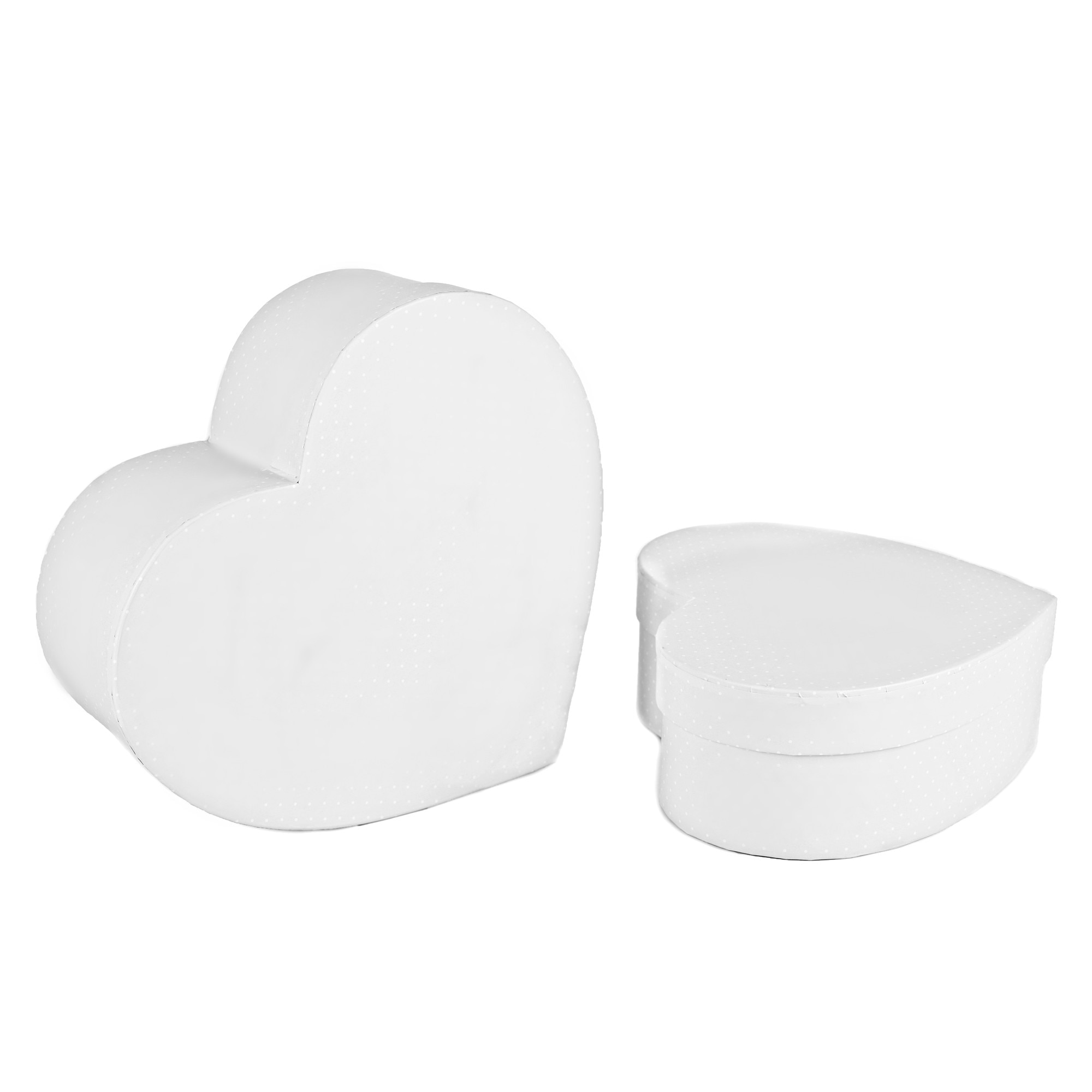 Set 2 cutii de carton, inima, albe, 19/22 cm