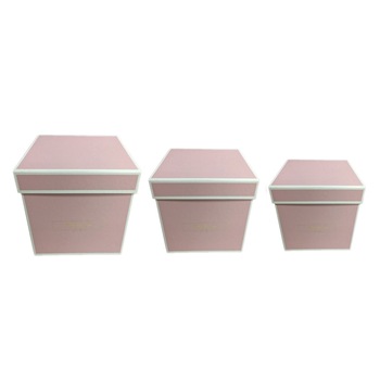 Set 3 cutii patrate roz, Only for you, 16x16 cm Set 3 cutii patrate roz, Only for you, 16x16 cm