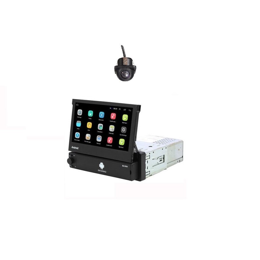 Set Dvd Mp5 Player cu Camera Incastrabila tip Dome, ANDROID Retractabil 7 Inch