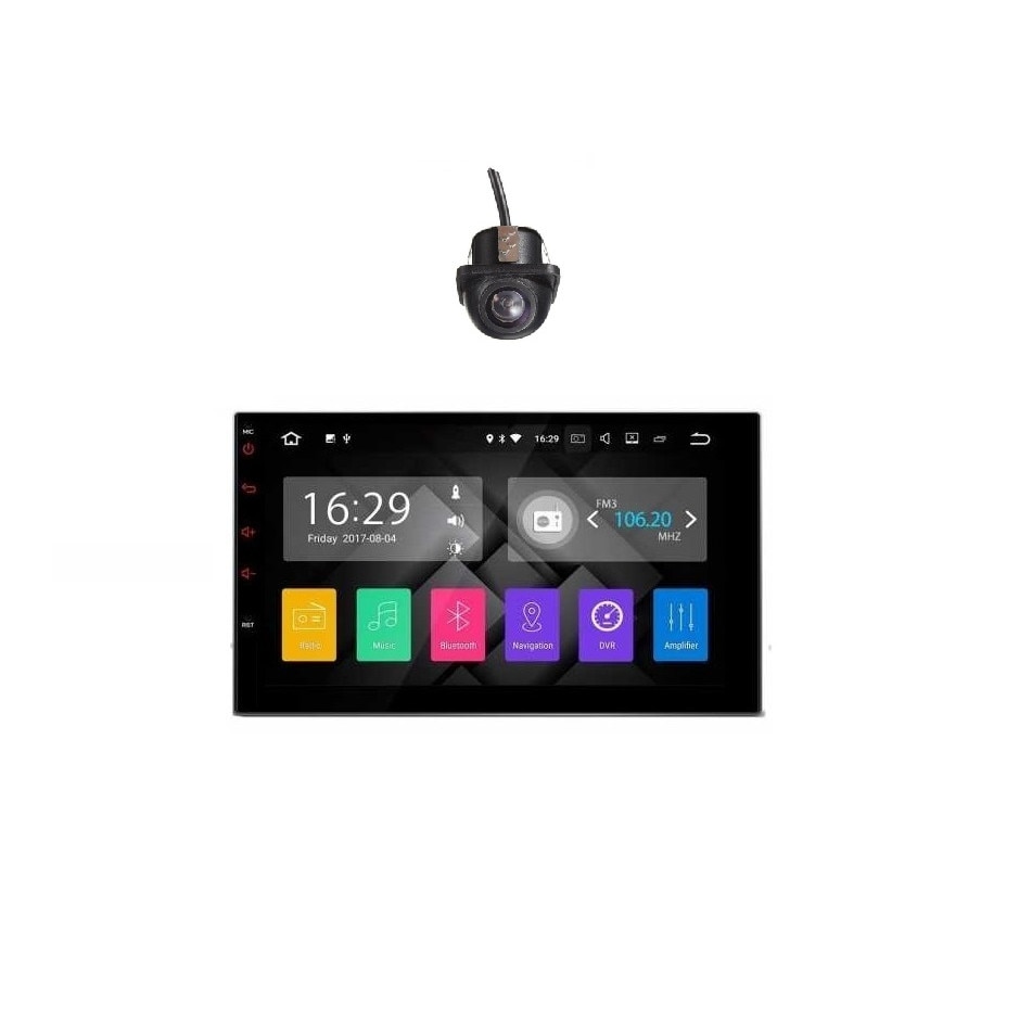 Pachet Dvd Auto Android 8.0 cu Camera Incastrabila Dome, Wi Fi Integrat, Comenzi Volan pe fire