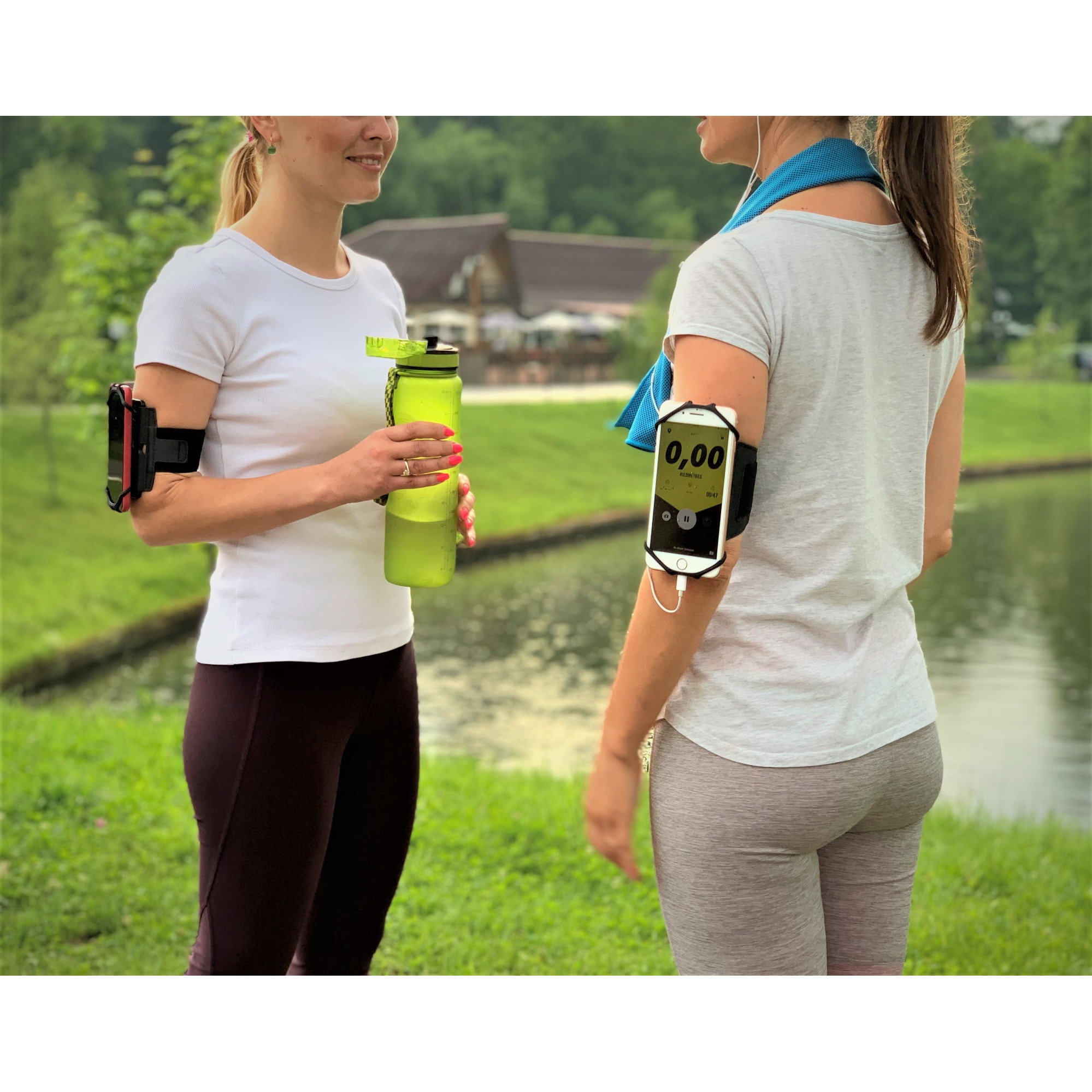 Husa banderola alergat pentru brat / mana, sala, bicicleta, yoga, fitness, Universala, 360° rotire si cu acces usor la ecran, benzi elastice, suport telefon pentru fitness, sport, jogging, husa alergat Ideas4Comfort®, negru