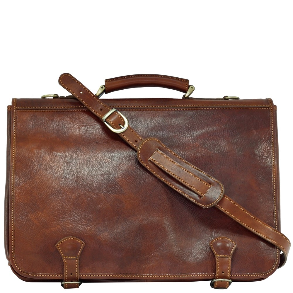 Geanta pentru barbati port laptop, din piele naturala vachetta „superior” N4010A, coniac