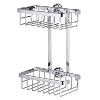 Etajera baie AIX, din aluminiu cromat, autoadeziva, 2 rafturi, 26 x 18 x 10.7 cm Etajera baie AIX, din aluminiu cromat, autoadeziva, 2 rafturi, 26 x 18 x 10.7 cm