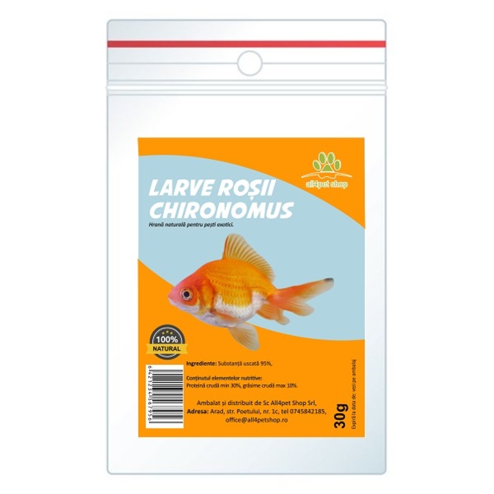 Храна за риби All4pet Shop, Червени ларви (Chironomus), 30g