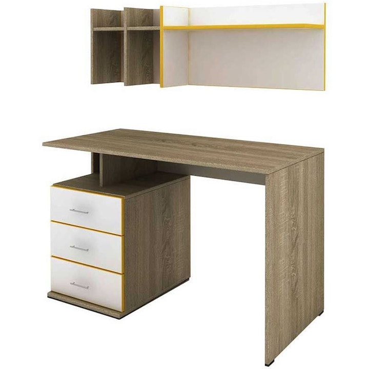 Irim Delta Íróasztal, 120x60x75 cm, Sonoma/Fehér