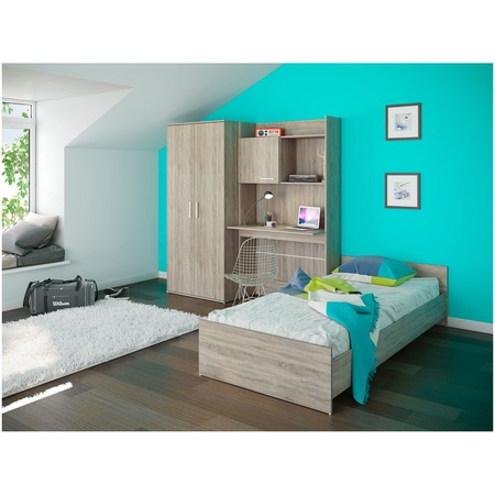 Pat tineret Irim Simple, 90x200 cm (204x95x71 cm), Sonoma Dark