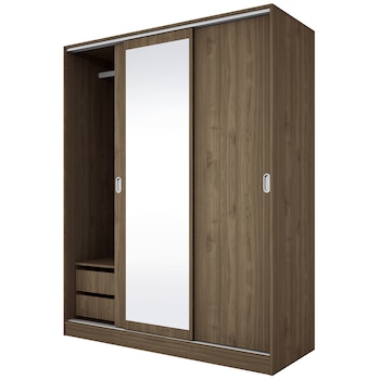 Dulap Irim Nevada, 150X59x191 cm, 3 usi, oglinda, Culoare Nuc Amiral Dulap Irim Nevada, 150X59x191 cm, 3 usi, oglinda, Culoare Nuc Amiral