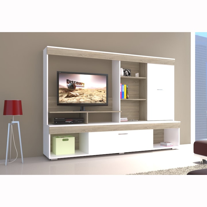 Комплект мебели за дневна Rose, 200x40x141 см, Sonoma/Бял