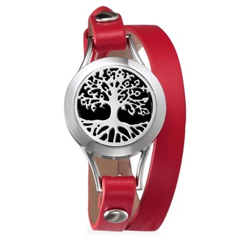 Bratara aromaterapie ZAJA® tip difuzor pentru uleiuri esentiale, Tree of Life, curea rosie Bratara aromaterapie ZAJA® tip difuzor pentru uleiuri esentiale, Tree of Life, curea rosie