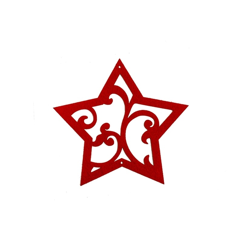 Stea rosie din fetru, 14 cm