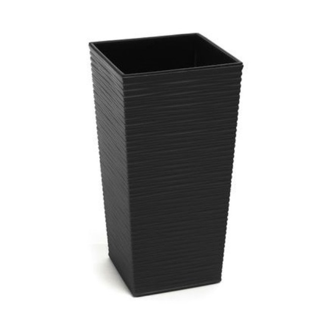 Ghiveci decorativ Lamela, Finezia dungi, 25x25x46.5 cm, negru