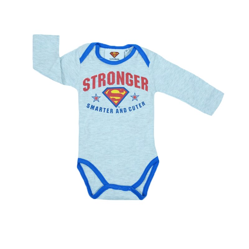 Body cu maneca lunga, baieti, E Plus M, Superman, Gri