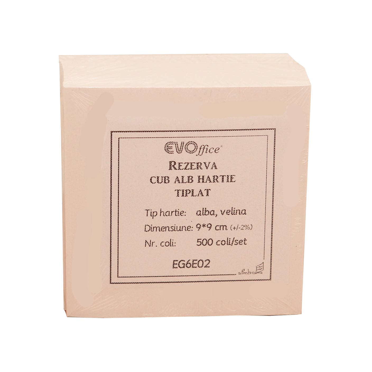 Rezerva cub hartie EVOffice, 9x9 cm, Alb, 500 coli