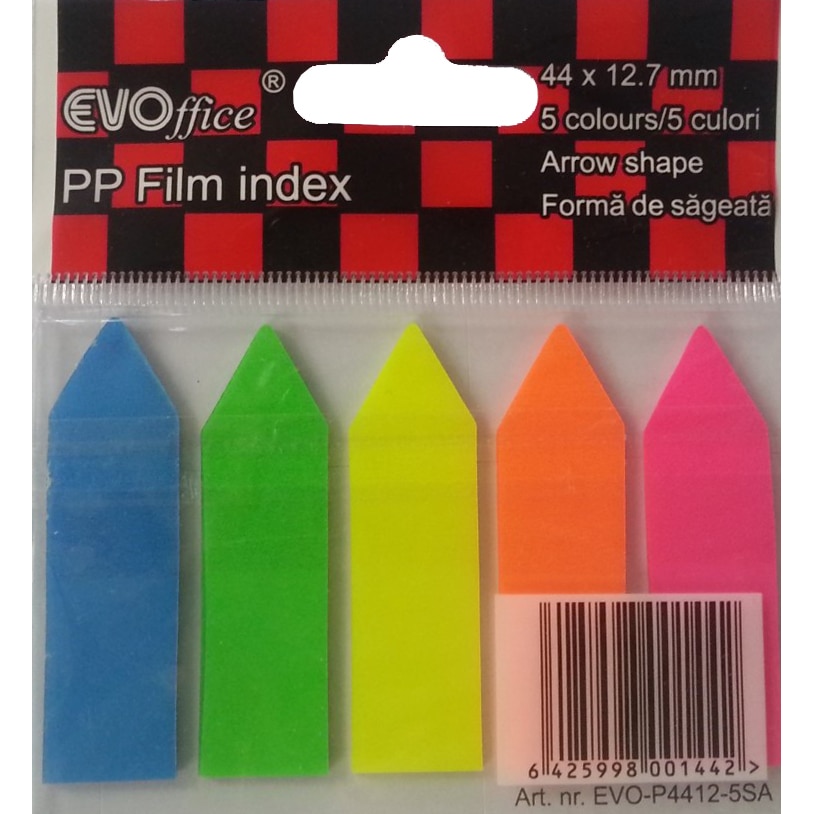 Stick index EVOffice, forma sageata, 5x20 file, Multicolor