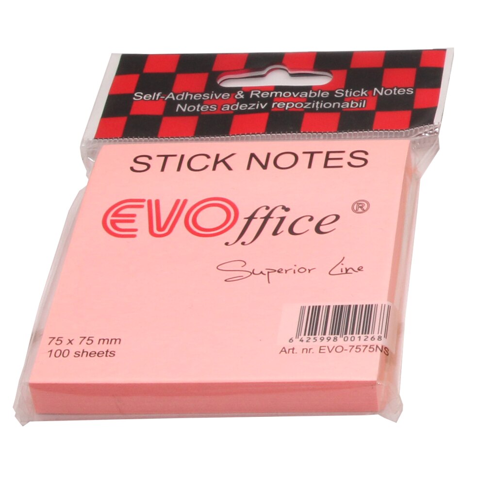 Notes adeziv EVOffice Superior Line, 100 file, Roz neon