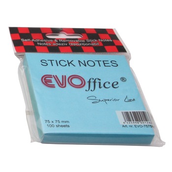 Notes adeziv EVOffice Superior Line, 100 file, Albastru neon Notes adeziv EVOffice Superior Line, 100 file, Albastru neon