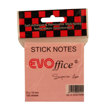 Notes adeziv EVOffice Superior Line, 100 file, Roz pastel Notes adeziv EVOffice Superior Line, 100 file, Roz pastel