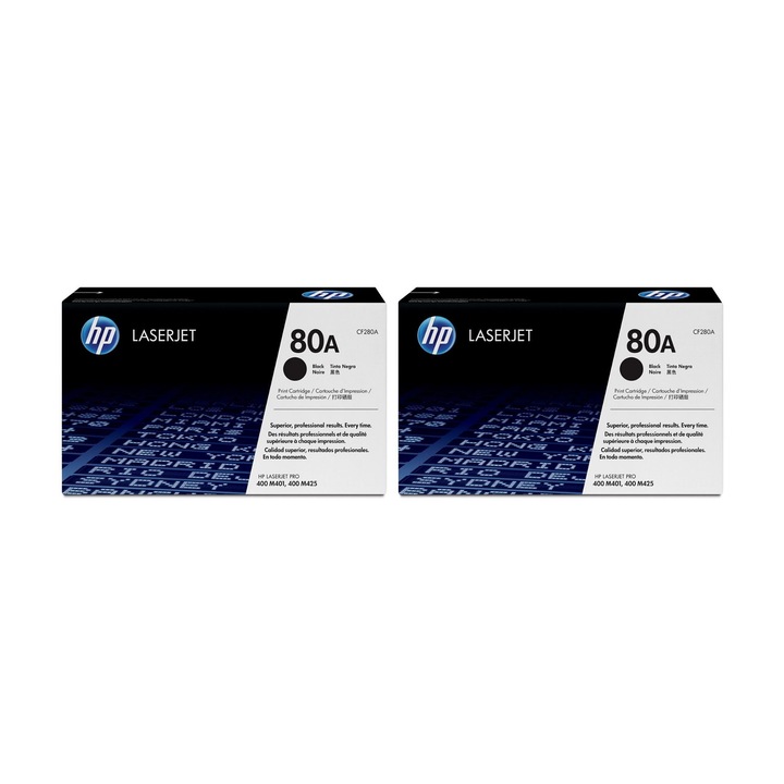 Pachet cartuse toner HP original CF280A (80A) negru x2 5400 pagini