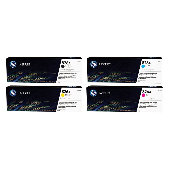 Pachet cartuse toner HP original (826A) CF310A negru CF311A cyan CF312A galben CF313A magenta 123500 pagini