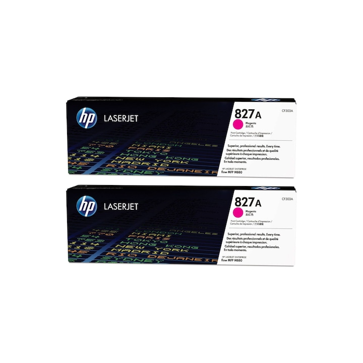 Pachet cartuse toner HP original CF303A (827A) magenta x2 64000 pagini