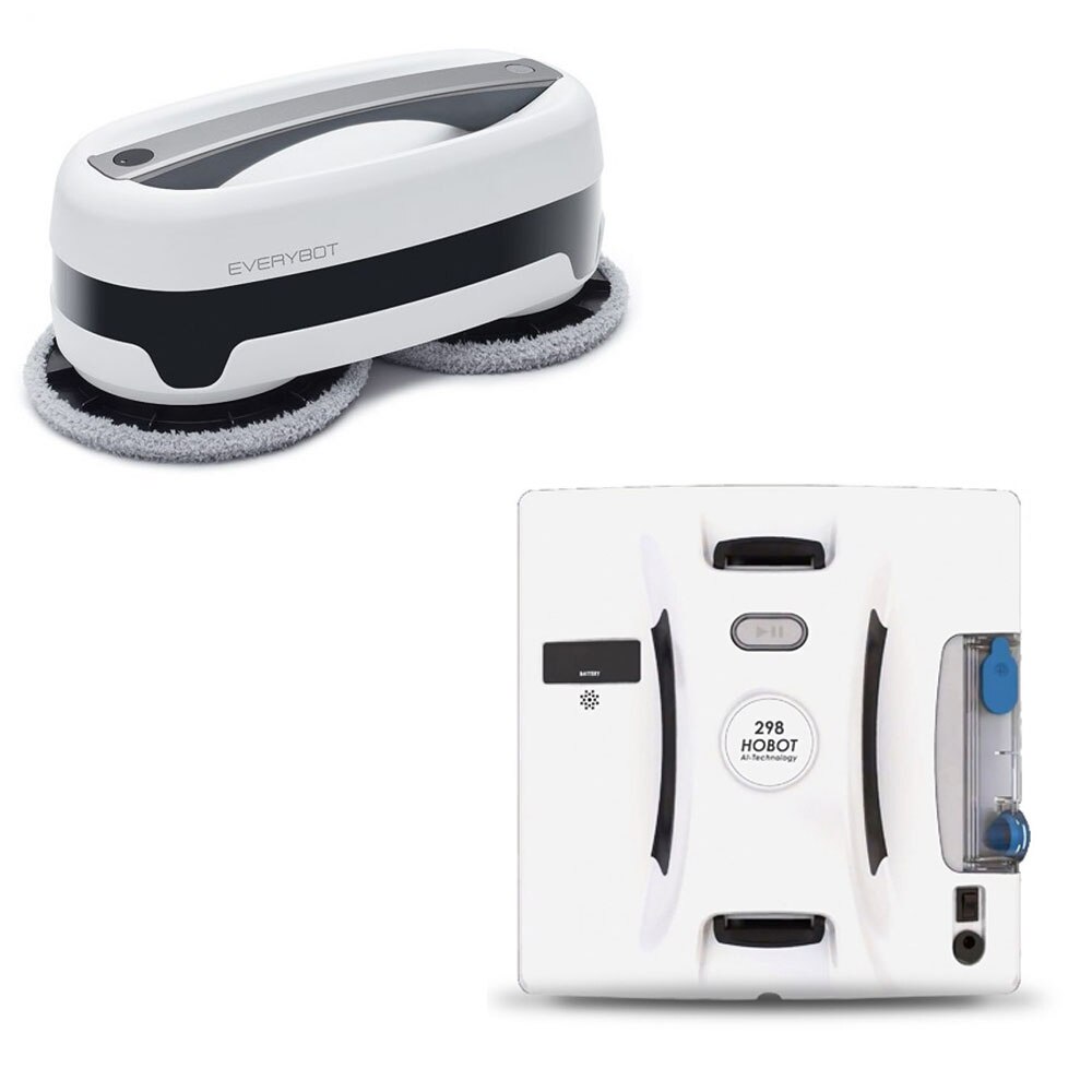 Set mop robot Everybot Edge si robot curatare geamuri cu pulverizator HOBOT 298