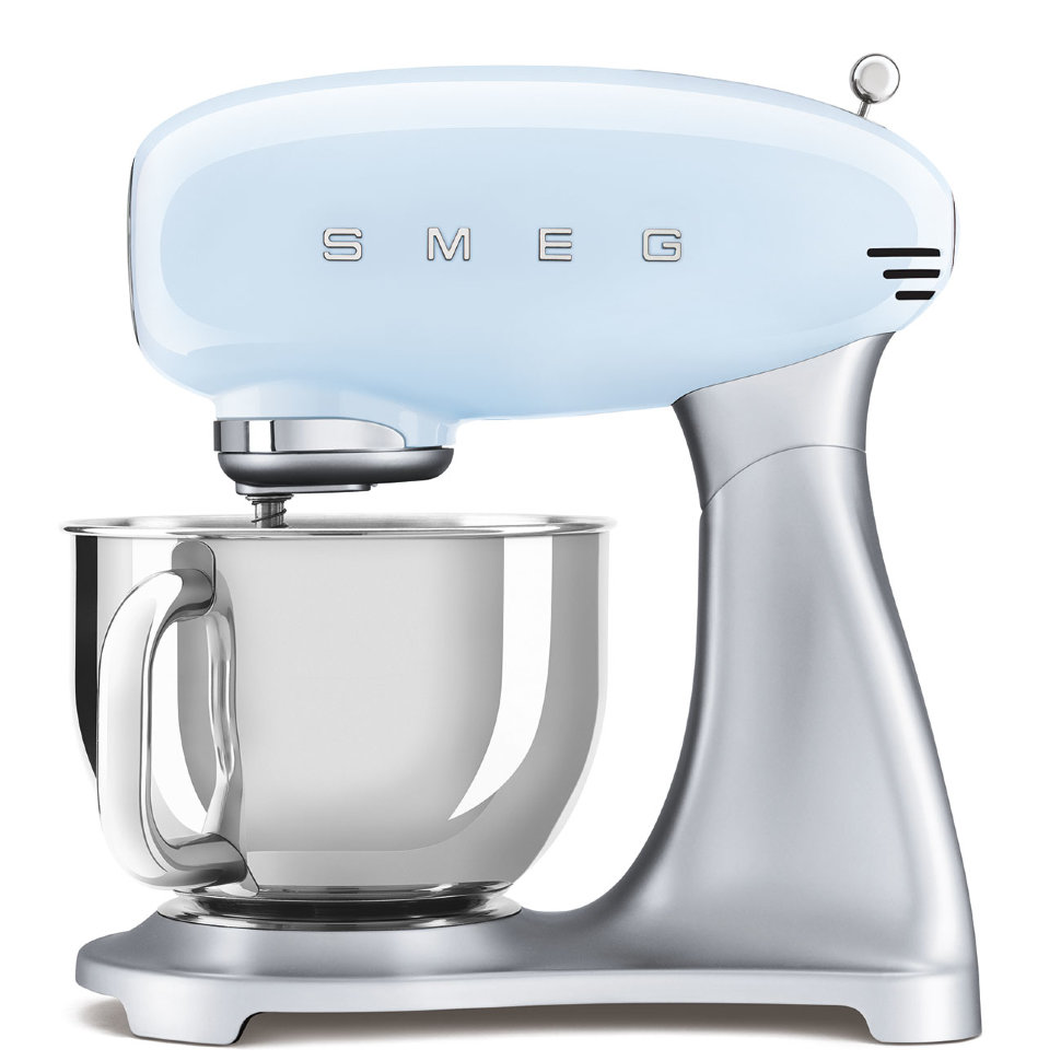 Mixer cu bol Smeg SMF02PBEU, 800W, 4,8 L, 10 viteze, Albastru/Argintiu