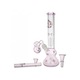 Set bong Black Leaf Bitch Bong + Pipa shotgun + Bol plante + Bol cu pre-racitor, roz-transparent, inaltime 300 mm