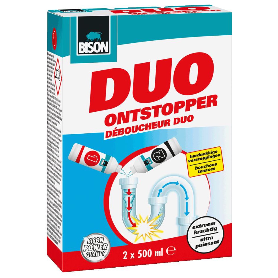 Solutie bicomponenta pentru desfundarea tevilor, Bison, 2x500ml