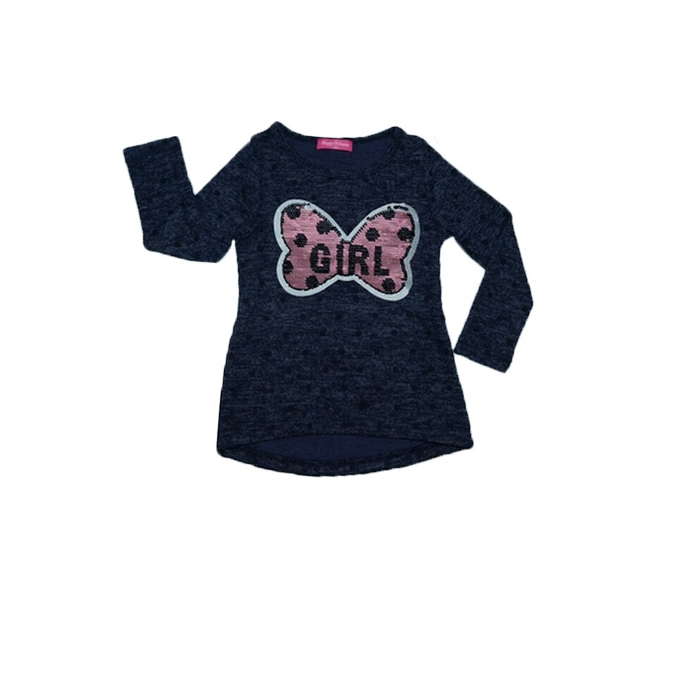 Pulover cu maneca lunga pentru fetite Happy House Q-6304B, Bleumarin, 86